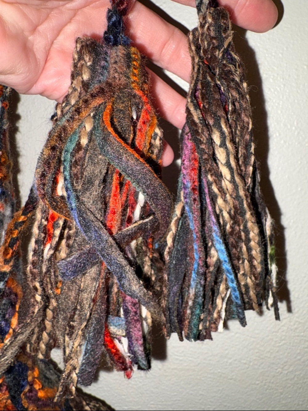 Chevron Crochet Drawstring Bucket Bag - Multicolor - Picture 6 of 14